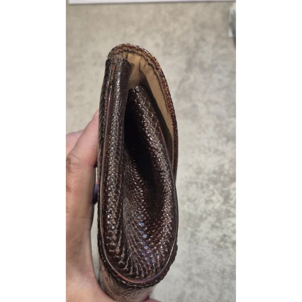 THE SPEAKEASY SIREN Vintage Mid-Century Oxblood Reptile-Texture Envelope Clutch
